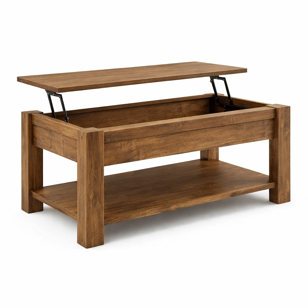 Mesa de centro con almacenamiento superior abatible y estante inferior-cozanoe